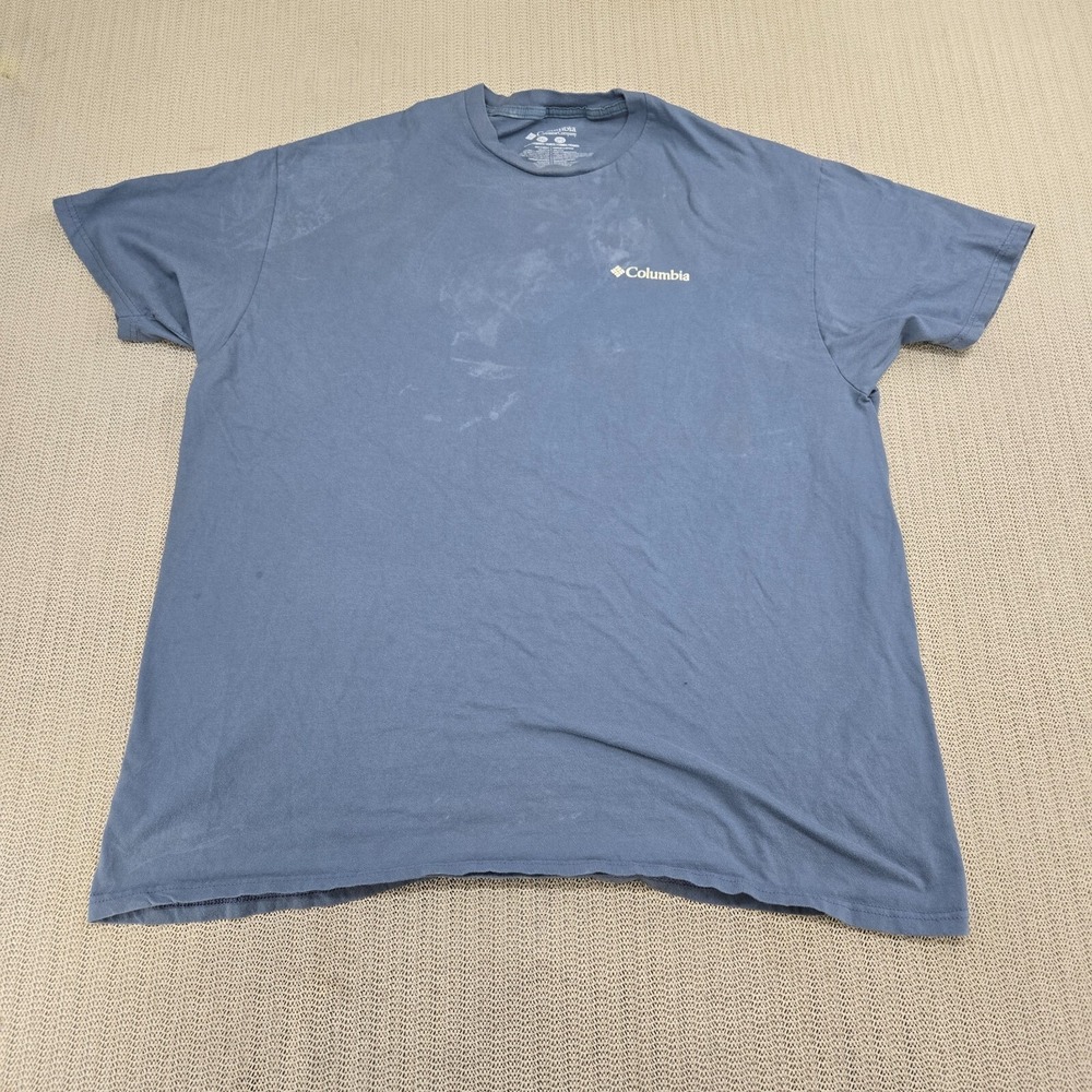 Columbia Shirt Mens 2XL XXL Blue Mountain Graphic Short Sleeve Outdoor